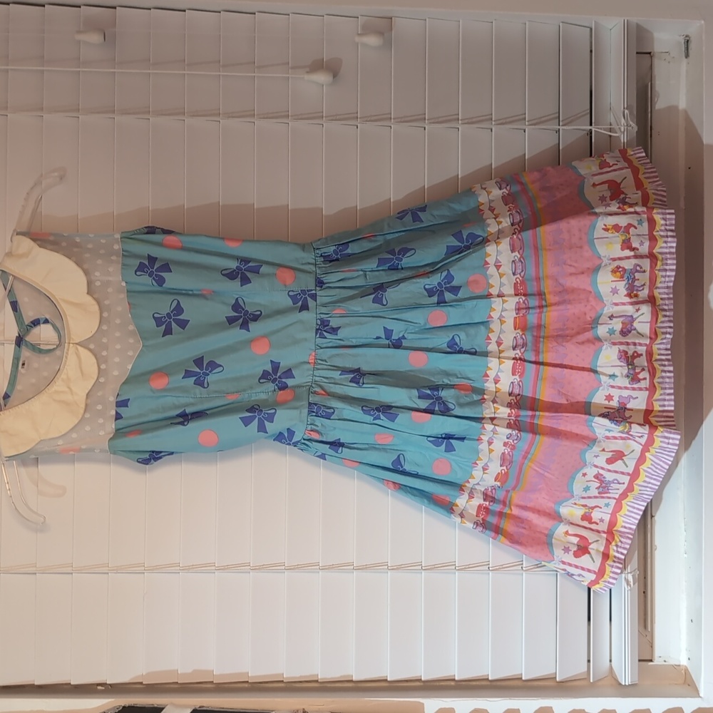 Bonne Chance Collections blue pink bows and carousel dress size small